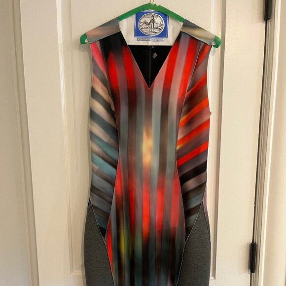 Elie Tahara Dress, size 6 (fits like an 8) multicolored, grey panel sides - Picture 1 of 5